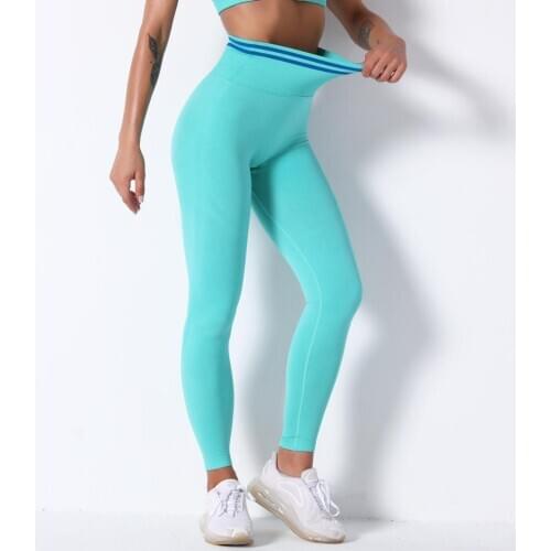 Qickitout 10% Spandex Bubble Butt Knitted Breathable Seamless Leggings Women Running Sports Pants 5 Colors