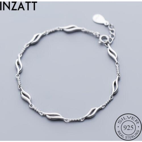 INZATT Real 925 Sterling Silver Hollow Leaves Zircon Bracelet For Elegant Women 2019 Party Cute Fine Jewelry Accessories Gift