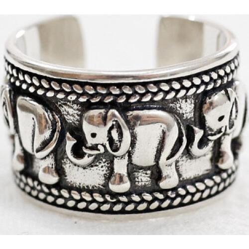 Bohemian Punk Vintage Silver Color Big Elephant Rings for Women Wedding Jewelry Statement Finger Adjustable Size Rings