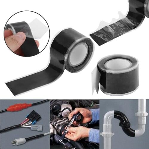 1.5M Waterproof Silicone Performance Repair Tape Self-adhesive Strong Black Rubber Silicone Bonding Tape Self Fusing Wire Tape