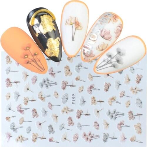 1 Sheet Ultra thin Back Gummed 3D Nail Stickers Flower Patterns Self-adhesive DIY Nail Art Decoration