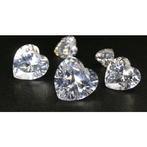 1Pcs Multiple Size Heart Shape Moissanite Stone Faceted Imitated Diamond Loose Gemstone for DIY Engagement Ring D Color 4130009