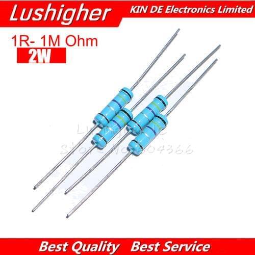 1000pcs 2W Metal Film Resistor 1% Error 1R ~ 1M 2.2R 4.7R 10R 22R 47R 100R 220R 470R 1K 10K 100K 2.2 4.7 10 47 100 220 470 Ohm