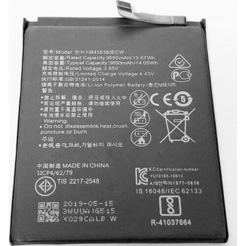 3.85V 3650mAh HB436380ECW For Huawei P30 ELE-L09 ELE-L29 ELE-L29B ELE-L29BK ELE-L04 ELE-AL10 ELE-AL00 ELE-TL00 Battery