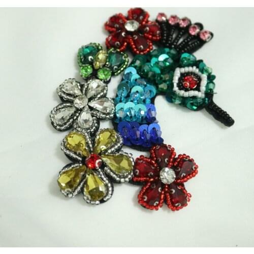 3D Animals rhinestone beaded patches for clothing bag DIY peacock birds butterfly embroidery parches bordados para ropa