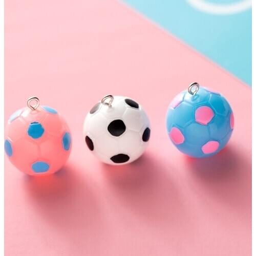 5PCS Resin Simulation 3D Solid Mini Football Charms With Hook DIY Jewelry Making Bracelet Necklace Keychain Accessories Charm