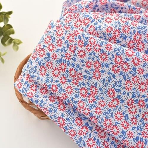 50*142cm Pure Cotton Small Floral Thin Soft Fabric Childrens Clothes Shirt Clothes Skirt Dress Pajamas Handmade DIY Fabric