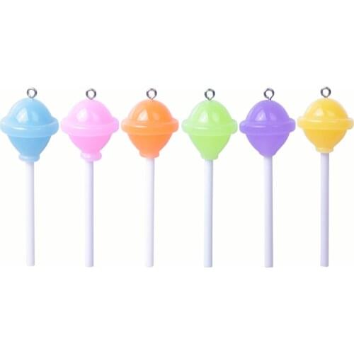 6 pcs Mix Resin Craft Lollipop Charms For Jewelry Making Earrings Charm Pendants Sugar Candy DIY Necklace Keychain Accessories