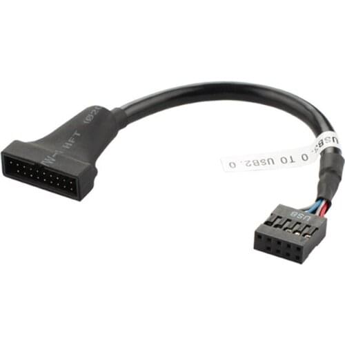USB 2.0 9Pin Housing male to Motherboard USB 3.0 20pin Header Female cable 0.1m