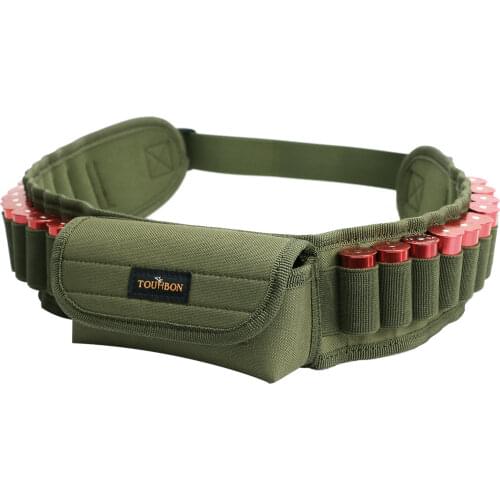 Tourbon Tactical Hunting Gun Accessories Shotgun 12/16/20 Gauge Ammo Cartridges Holder Belt w/Pouch Shooting 20 Rounds Bandolier
