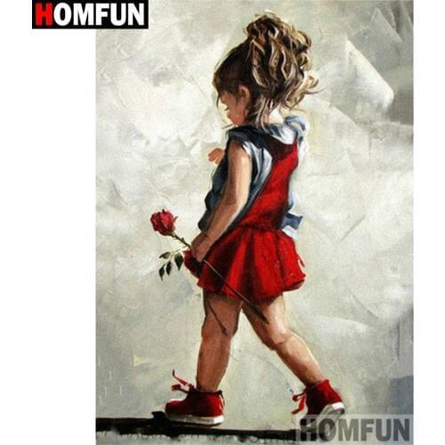 HOMFUN Full Square/Round Drill 5D DIY Diamond Painting "Girl back" 3D Diamond Embroidery Cross Stitch Home Decor A20232