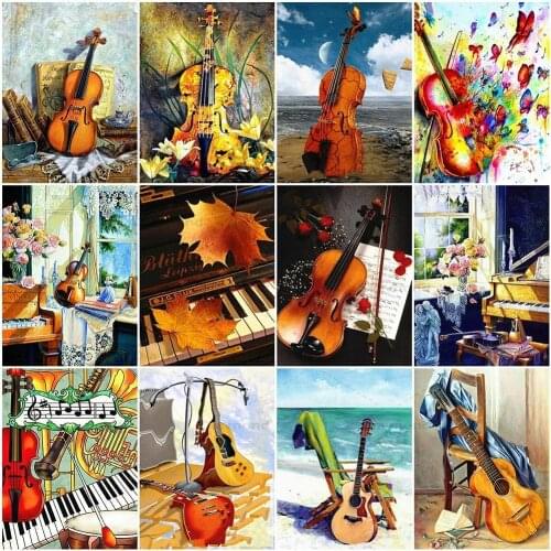 DIY 5D Diamond Painting Piano Landscape Rhinestone Of Picture Cross Stitch Violin Diamond Embroidery Piano Mosaic Home Decor