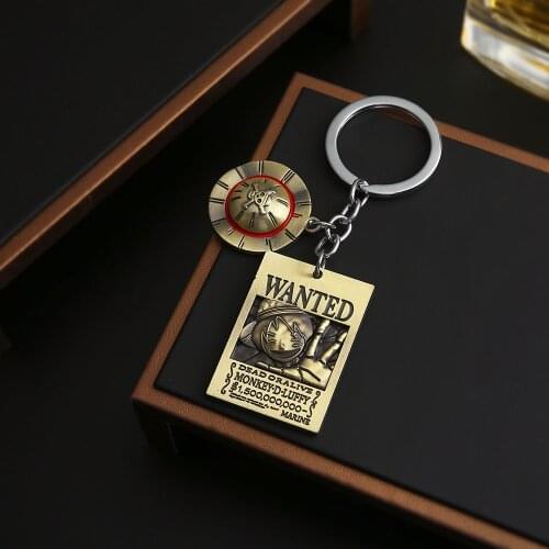 Anime One Piece Luffy New Wanted Key Chain Keyrings Set Key Holder Pendant Metal Keychains Charm Men Jewelry
