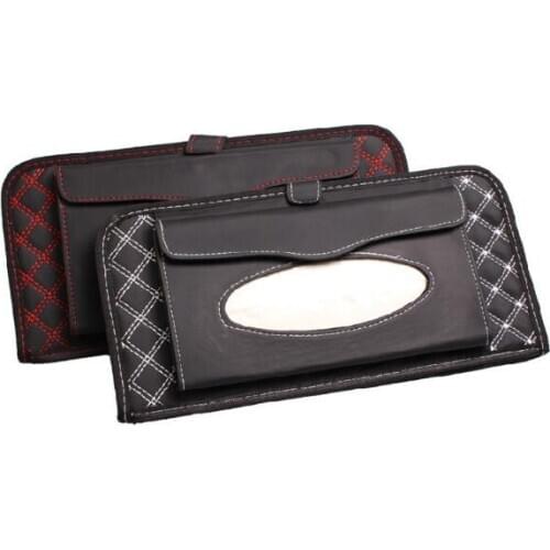 Car Red Wine Tissue Box Armrest Seat Back PU Leather Tissue Box Napkin Holder Tissue Holder Car Seat Box Auto Accessories