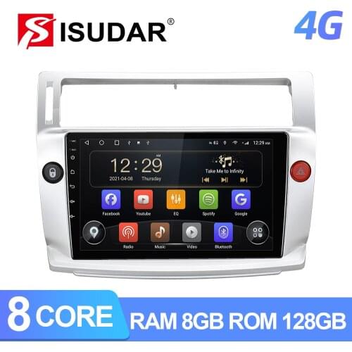 ISUDAR T72 QLED Android 10 Car Radio For Citroen C4 C-Triomphe C-Quatre 2004-2009 GPS Car Multimedia RAM 6G Camera 4G No 2din