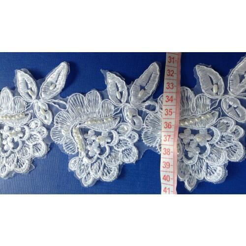 FREE SHIPPING 9.8cm organdy polyester embroidery framed beaded and sequined lace,wedding accessories lace,veil trim,XERY027D