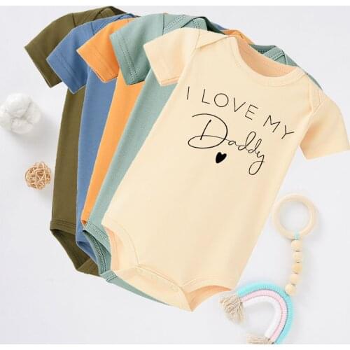 I Love My Daddy/grandma/grandpa/mommy Newborn Baby Unisex Cotton Bodysuit Boys Girls Casual Round Neck Romper Clothes
