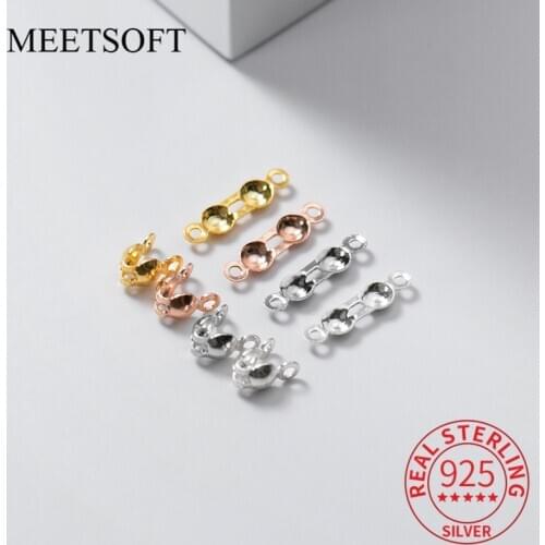 MEETSOFT Classic 5pcs/lot 925 Sterling Silver Bracelet Necklace Finishing Wire Clasp DIY handmade fine Jewelry Accessories