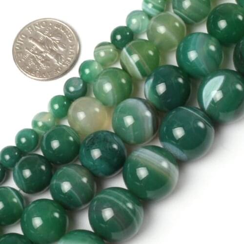 Gem-inside 6-14mm Natural Banded Green Sardonyx Agates Beads For Jewelry Making 15inches DIY Christmas Valentine Gift Jewellery