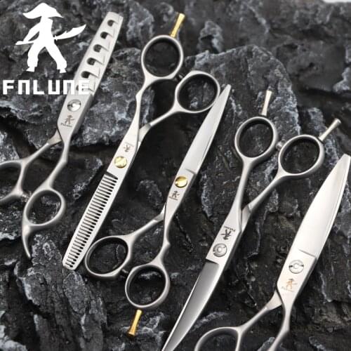 FnLune 6.0 Smoky Gray Professional Hair Salon Scissors Cut Barber Accessories Haircut Thinning Shear Hairdressing Tools Scissors