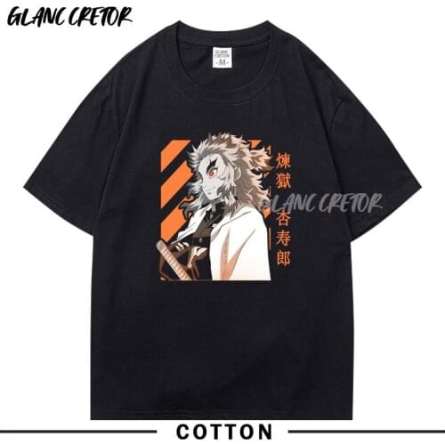 Men Japanese Kimetsu no Yaiba Anime T-Shirt Summer Casual Hip Hop Short Sleeve Tshirt Cartoon Streetwear Vintage Harajuku Tee