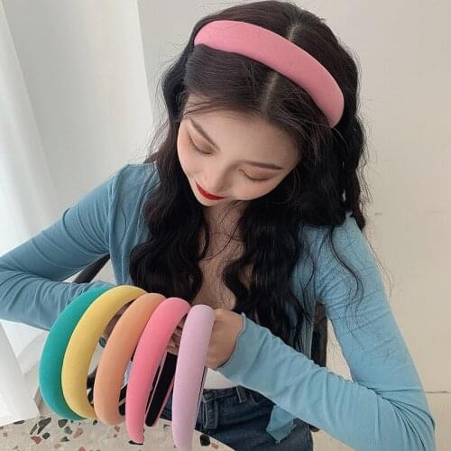 Candy Color Headhoop Sponge Wide Edge Increased Hairband Female Face Wash Girl All-match Outer Card Ins Net Red Headwear