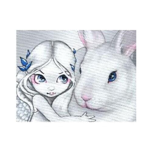 -HAEJBGQS 107 Big Eyes-Snow Rabbit Needlework,For Embroidery,DIY 14CT Unprinted Arts Cross stitch kits Set Cross-Stitching