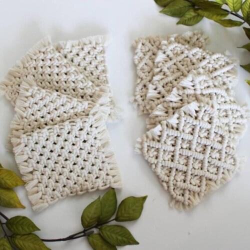 Cotton rope weaving christmas dinnerware mug rugs boho kitchen modern decor macrame coasters