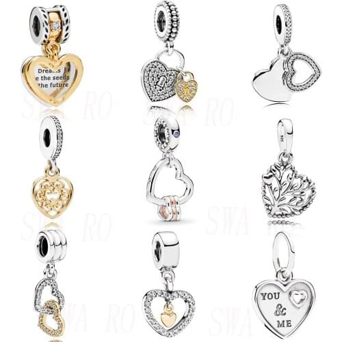 Classic Silver 925 Future Seed, Enchanting Heart, Love Lock, You and Me, Dear Mother Heart Pendant Original Lady Jewelry Gift