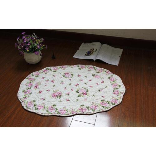 Korean Cotton Oval Cotton Print Floral Non-slip Mat Doormat bed pad Livingroom mat dust-Proof 50*70cm Quality Free shipping