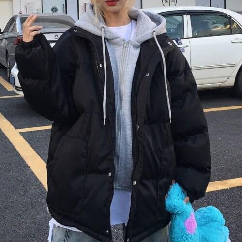 Winter Koreaning Women Jacket Loose Long Large Version Thick Warm Coat Fashion Two Pieces Of Pink Thick Bread Hooded Cotton A073