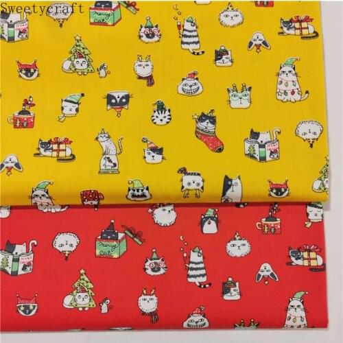 Cartoon Kitten Cotton Fabric Per Half Meter Children Dress Cloth 2021 for diy Sewing Skirt Material Hometextile Clothes 160x50cm