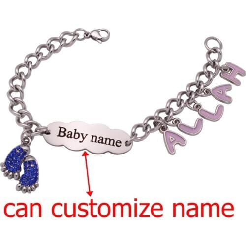 Customize name muslim Allah Stainless Steel baby child Bangles