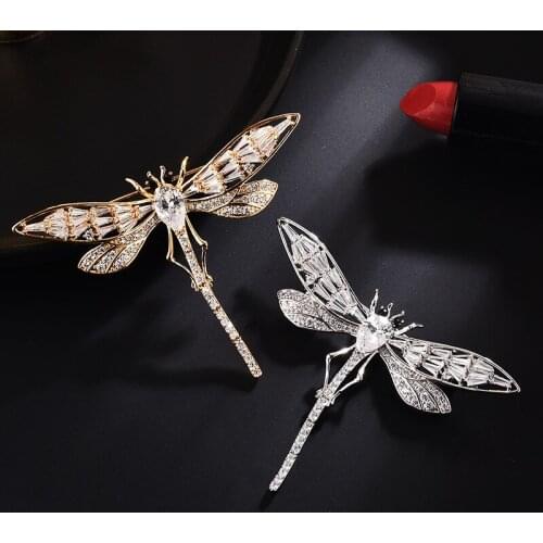 New Coat Suit Pin Fashion Versatile Animal Brooch Temperament Zircon Dragonfly Brooch Wholesale