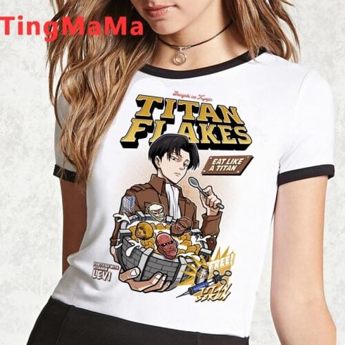 New Japanese Anime Attack on Titan T Shirt Women Kawaii Cartoon Titans Attack Unisex Shingeki No Kyojin Graphic Tees Female