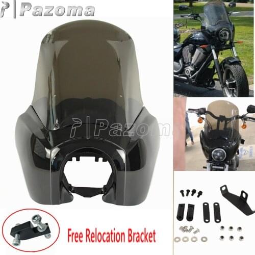 Motorcycle 5.75" Headlamp Headlight Fairing w/ Clear Windshield Lighting Cowl Cover For Harley Dyna FXDL FXDF FXDB FXDWG FXR
