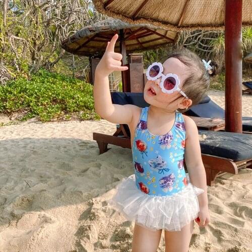Toddler Infant Baby Girls Backless Tutu Dress Swimsuit One-piece Quick Drying Hawaii Beach Bikini Kids Swimwear Swimming Costume