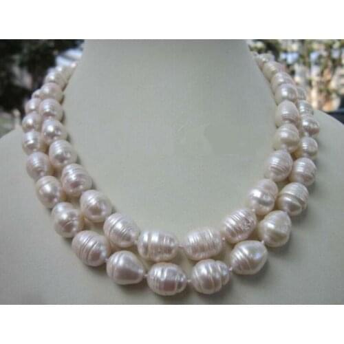 30'' 80cm 11mm white baroque oval rice pearl necklace natural Freshwater PEARL Women Jewelry 35cm 43cm 15'' 17