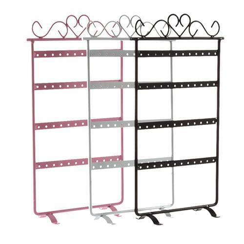 48 Holes Earrings Hanging Rack Jewelry Organizer Holder Metal Display Stand Black New