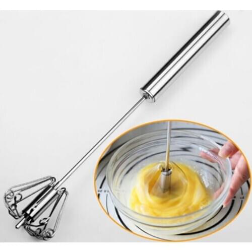 10 Inch Semi-automatic Mixer Egg Beater Manual Self Turning Stainless Steel Whisk Hand Blender Cream Stirring Kitchen Tools