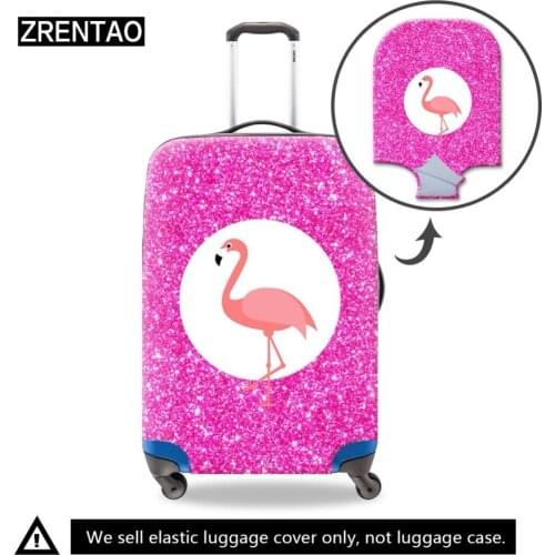 ZRENTAO durable luggage cover flamingo elastic protector cover for 18-30 inch suitcase personalized travel accessories