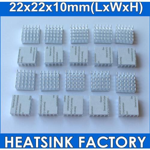 10pcs 22x22x10mm CPU Radiator Heatsink With Thermally Conductive Adhesive Tape