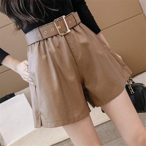 REALEFT Women's Leather Shorts