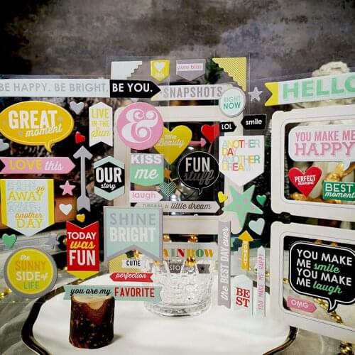 Panalisacraft Be Happy 3D Die Cut Self-adhesive Stickers for Scrapbooking Happy Planner/Card Making/Journaling Project