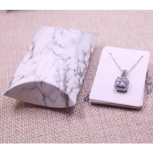 Marbling Style 8x5x2cm Pillow Box 5X4cm Earring/Necklace Card Fashion Kraft Product Nature Paperboard Packaging Delicate Package