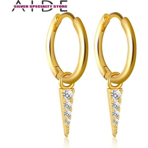 AIDE Punk Style Diamond Hoop Earrings For Women Gold 925 Silver Earrings Long Earrings Fine Jewelry Pendientes Brincos Aretes