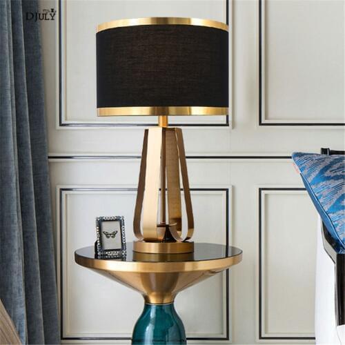 Nordic elegant black lampshade gold table lamp for living room bedroom office design deco desk lamps fabric metal led luminaire