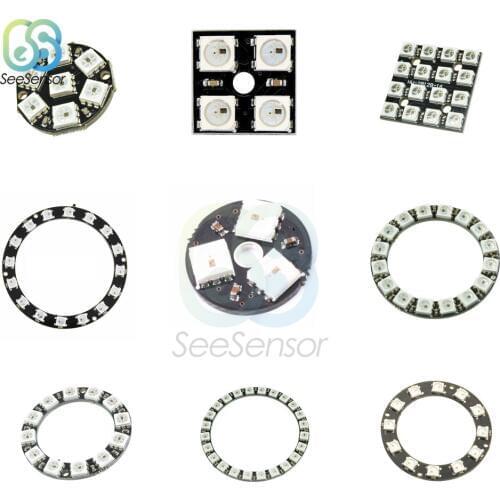 WS2812B RGB LED Ring Lamp 3 4 7 8 12 16 24 Bits Module Strip Light RGB with Integrated Drivers 24 X WS2812 5050 for Arduino