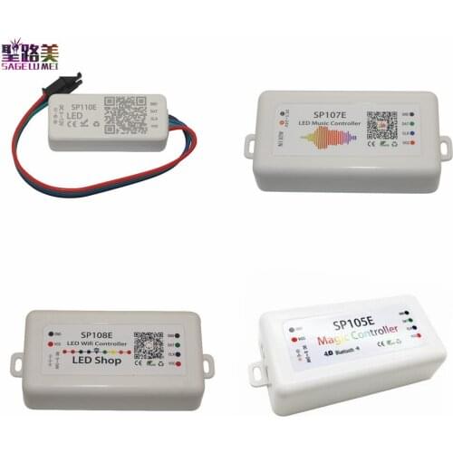 DC5-24V SP110E SP105E LED Bluetooth controller SP107E music SP108E wifi controller for WS2811 WS2812 pixels Led Strip Light Tape