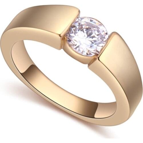 TRACYSWING Element Brand Real AAA Zirconia Micro Inlays Rose Gold Color Round Ring Party For Women Valentine Gift Th-120836